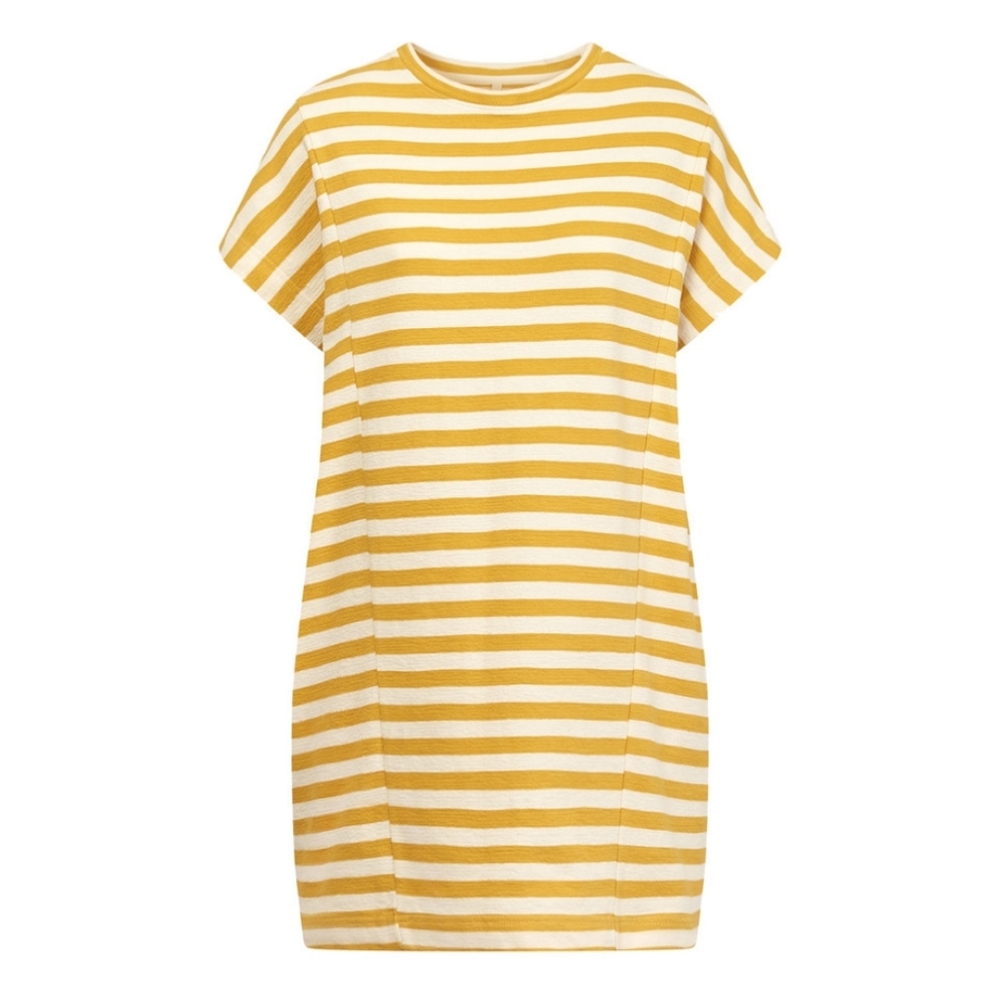 KOMODO Organic Cotton Yasuko Yellow Striped Tee Pullover Mini Dress XS / Small - Picture 2 of 13